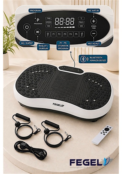 FG-6500 99 Kademeli Hoparlörlü Titreşimli Fitness Platformu - Beyaz