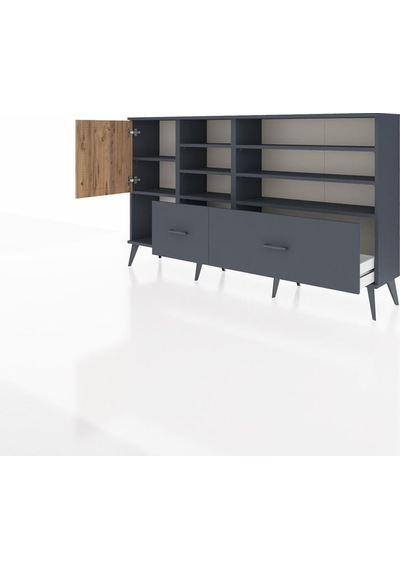 Arges Konsol 8 Raflı 2 Çekmeceli Tek Kapaklı 176x30x99 Antrasit-çam/antrasit Atlas Çam/antrasıt - Antrasıt Arges Konsol 8 Raflı 2 Çekmeceli Tek Kapaklı 176x30x99 Antrasit-çam/antrasit Atlas Çam/antrasıt - Antrasıt