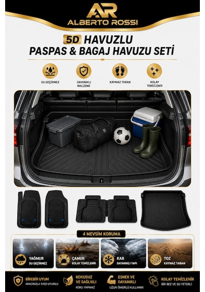 Chery Omoda 5 2022+ Uyumlu Araca Özel 3d Bagaj Havuzu Ve Paspas Venüs Siyah