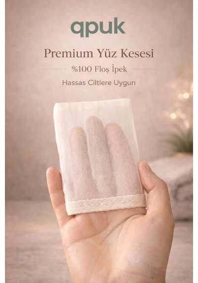 Premium Yüz Kesesi,%100 Floş İpek, Hassas Ciltler İçin, Beyaz
