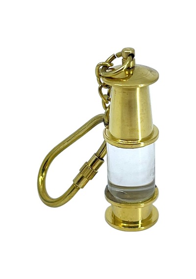 Antik Sarı Pirinç Gemi Feneri Anahtarlık - Nautical Koleksiyon Serisi Sarı