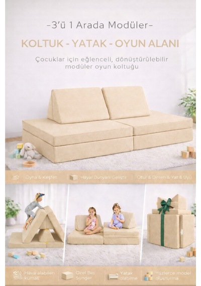 Yatella 4 Parça Katlanabilir Çocuk Koltuğu Yatak & Minder Çok Amaçlı Modüler Tasarım - Gri Yatella 4 Parça Katlanabilir Çocuk Koltuğu Yatak & Minder Çok Amaçlı Modüler Tasarım - Gri