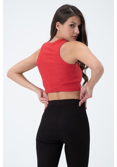 Quhox Kadın Kaşkorse Crop Atlet Kırmızı