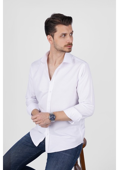 Optik Beyaz Slimfit Erkek Gömlek Beyaz