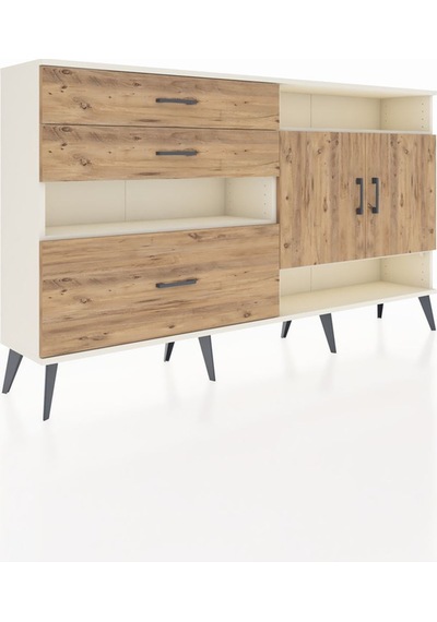 Arges Konsol 4 Raflı 3 Çekmeceli 2 Kapaklı 176x30x99 Aytaşı-çam Aytaşı-çam