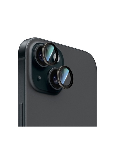Apple Uyumlu iPhone 15 Plus Caseworld Alloy Serisi Oleofobik Anti Reflective Kamera Lens Koruyucu Siyah