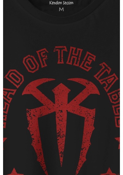 Unisex Siyah T-shirt Head Of The Table Roman Reigns Spor Boks Gym Baskılı Tişört 001