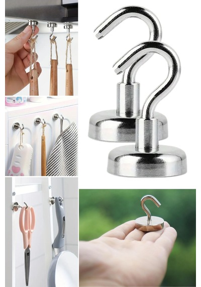 Buffer Güçlü Manyetik Çok Amaçlı 2'li Magnet Askı Gri