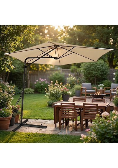Koçtaş Garden Yandan Kollu Şemsiye Krem