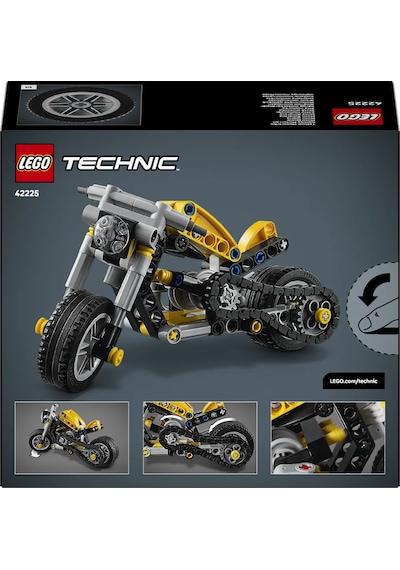 LEGO® Technic Sarı Motosiklet 42225 - 7 Yaş ve Üzeri Çocuklar için Pistonlu Motor İçeren Yaratıcı Oyuncak Yapım Seti (151 Parça)