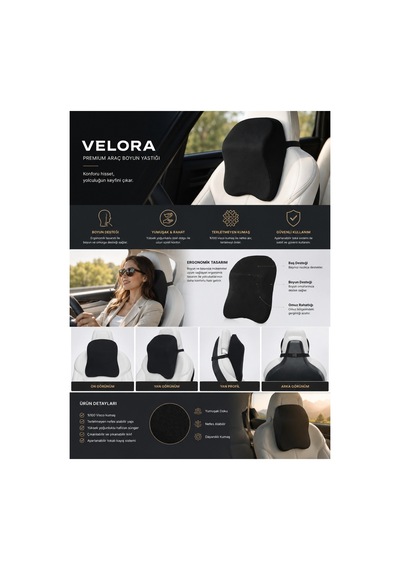 Ergonomik Araç Boyun Ve Baş Destek Yastığı Memory Foam Visco Seyahat Ve Sürüş Konforu - 886997463