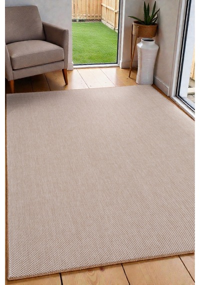 Doğal Jüt Görünümlü Düz Dokuma Kilim Açık Bej Minimal Tasarım Bej Bej