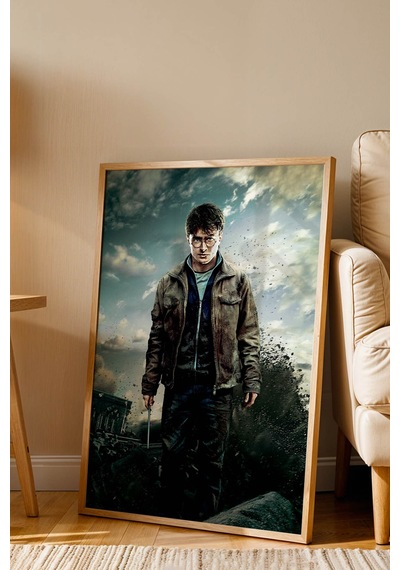 Harry Potter Hogwarts Savaşı Çerçeveli Tablo - Lüks Seçilmiş Kişi Karakter Posteri Duvar Dekoru Kayın