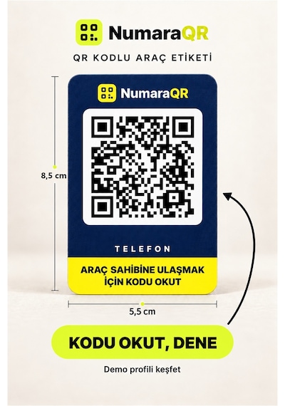 Qr Kodlu Numaratör Araç Ve Motosiklet İçin Qr Etiket Park Numaratörü 8,5x5,5 Cm Lacivert Numaraqr