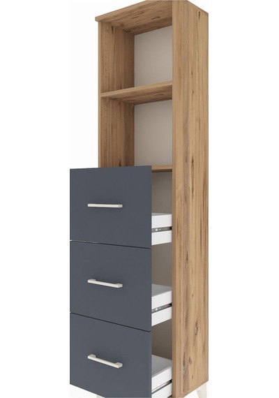 Arges Dolap 2 Raflı 3 Çekmeceli 44x30x182 Çam-antrasit Çam
