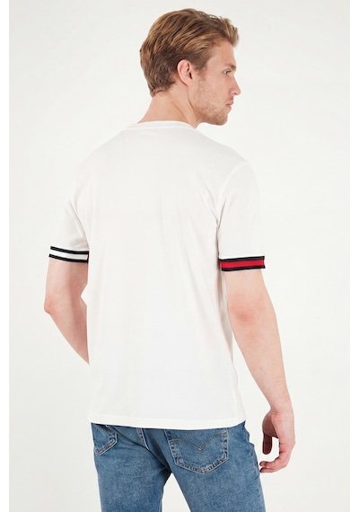 Buratti Bisiklet Yaka Kolları Renkli Şerit Detaylı T Shirt Erkek T Shirt 5904060 Beyaz