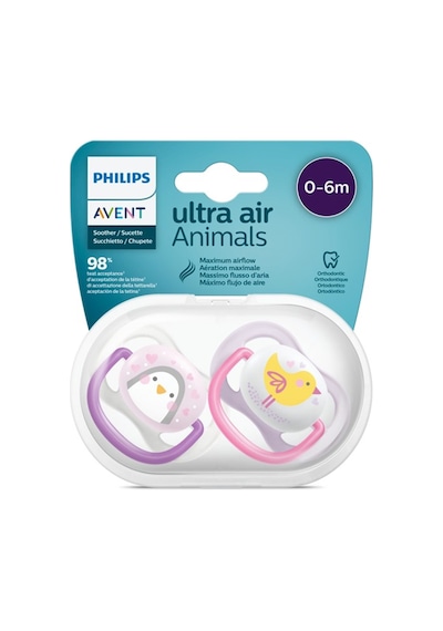 Avent Ultra Air Animals 0-6 Ay Kız Scf08006 2'li Emzik Çok Renkli