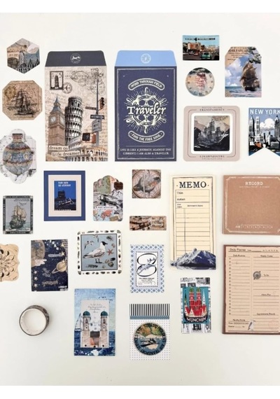 Vintage Global Travel Seyahat Temalı 154 Parça Dopdolu Journal Scrapbook Seti/defter/washi