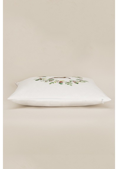 Charm Renkli Geyik Baskılı Beyaz Kırlent 43x43 35257a Beyaz