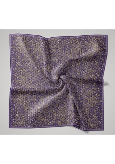 Silk Home İnce Pamuk Soft Eşarp Mor-vizon Geometrik Desenli Nefes Alan 90x90 Çok Renkli