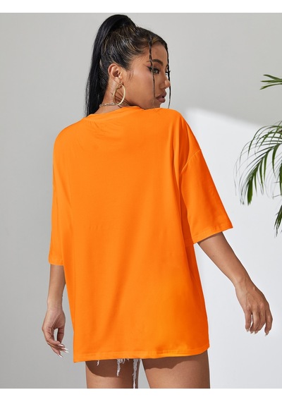 Unisex Dont Over Think Baskılı Tasarım Turuncu