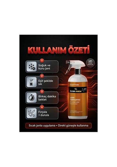 Araç Oto Jant Temizleyici Sprey 500ml Raptor