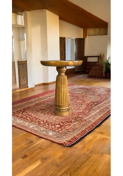 Wooden Ahşap Tekli Mantar Yan Sehpa Modern Meşe Renk Fiskos