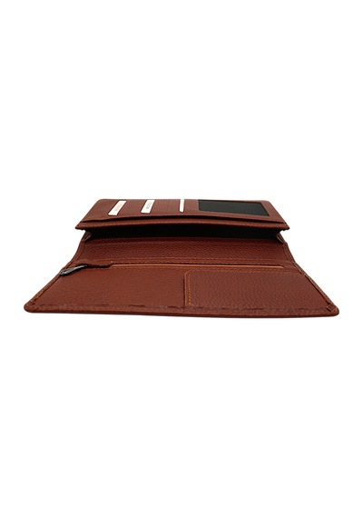 Westpolo Hakiki Deri Bol Kart Bölmeli Unisex Uzun Cüzdan - Taba Taba