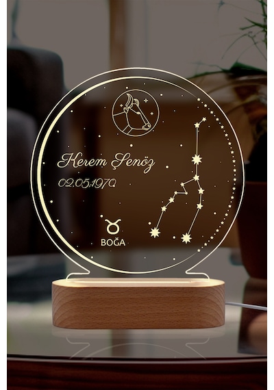 Astroloji Burç Temalı Kişiye Özel Led Gece Lambası Masif Ahşap Tabanlı Usb Kablolu Pleksi Led Gece Lambası Astroloji Burç Temalı Kişiye Özel Led Gece Lambası Masif Ahşap Tabanlı Usb Kablolu Pleksi Led Gece Lambası