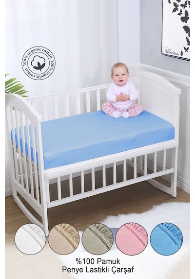 %100 Organik Pamuk Penye Lastikli Bebek Çarşafı