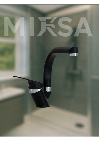 Siyah-krom Balıksırtı Borulu Banyo Lavabo Bataryası, Musluğu, Çift Su Girişli