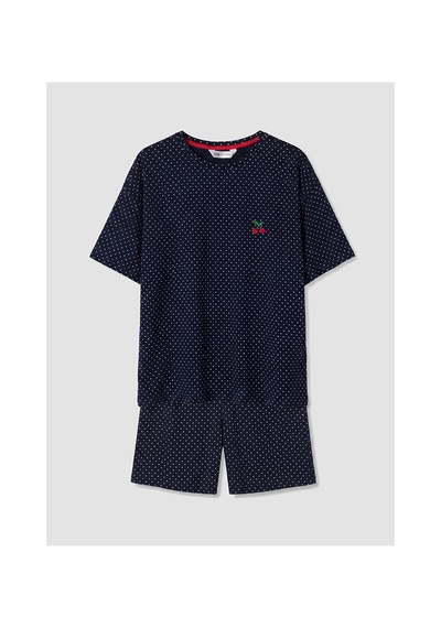 Lcw Young Lacivert Keseli Puantiyeli Kadın Şortlu Pijama Takımı