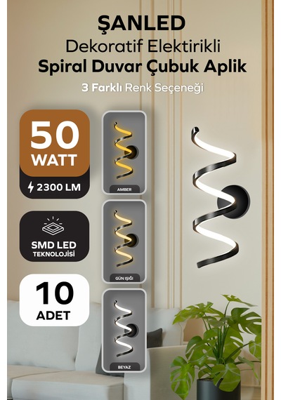 Dekoratif 20w İç Mekan Siyah Kasa 3 Renkli Işık Elektrikli 80 Cm Duvar Aplik 10 Adett