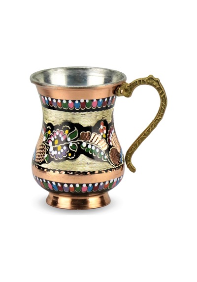 Gül Çiçek Klasik Bakır Ayran Takımı