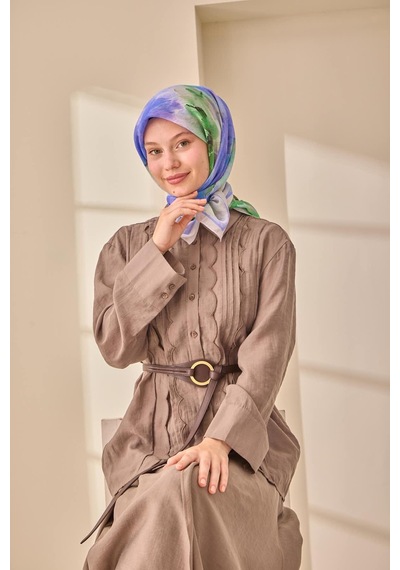 Silk Home Olinda İpek Eşarp 47004-18 Gri, Yeşil, Koyu Yeşil, Lila, Mor