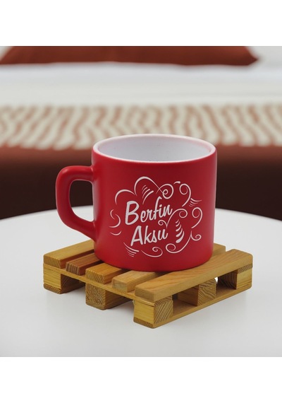 Bk Gift Kişiye Özel İsimli Kırmızı Renkli Middle Çay & Kahve Fincanı-6, Arkadaşa Hediye, Sevgiliye Hediye, Doğum Günü Hediyesi Kobitmeyencom32549 Bk G