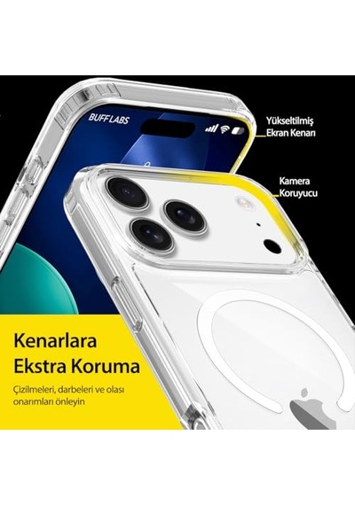 Kablosuz Şarj Uyumlu Air Hybrid Şeffaf Kılıf, Darbe Emici Tpu + Pc Şeffaf Kılıf İphone 17 Pro Max Diğer