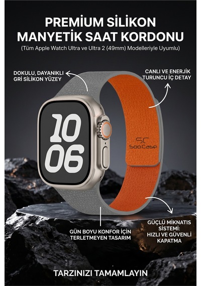 Apple Watch Uyumlu Siyah Dokulu Silikon Kordon Spor Kayış 42/44/45/49 Mm/ Ultra / Ultra 2 Soo-114