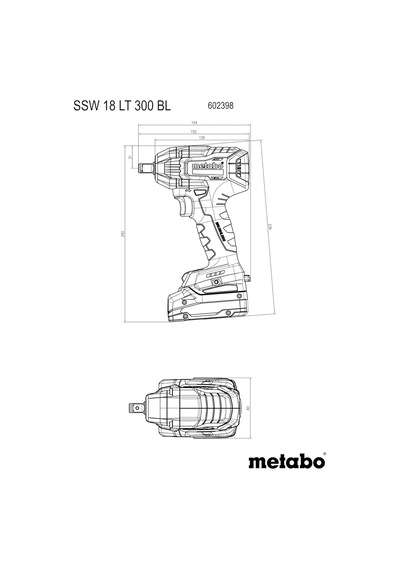 Metabo 602398840 Ssw 18 Lt 300 Bl Kömürsüz Akülü Somun Sıkma 1/2" Akü & Şarj Cihazı Hariç