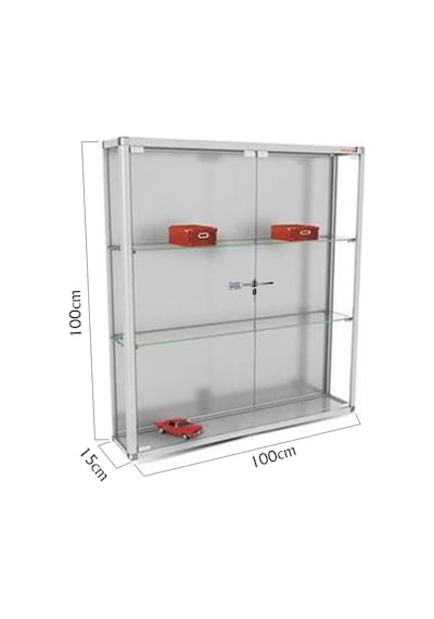 Camlı Vitrin - Cam Dolap - Camlı Koleksiyon Vitrini - Kurulu Ürün 100x100x20