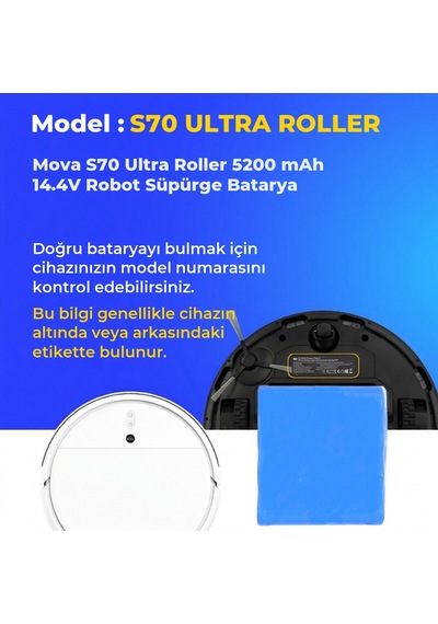 Mova S70 Ultra Roller 5200 Mah 14.4v Robot Süpürge Batarya