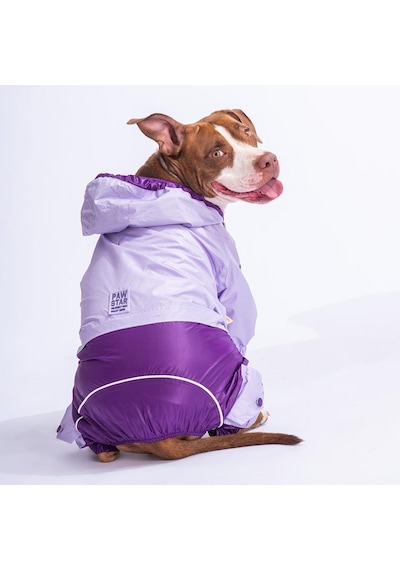 Pawstar Bicolor Lila-mor Polarlı Su Geçirmez Orta-büyük Irk Köpek Yağmurluk Tulum