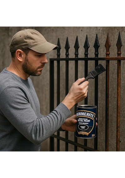 Hammerite Direkt Pas Üstü Pürüzsüz Metal Boyası Koyu Siyah 0.75 Lt Siyah