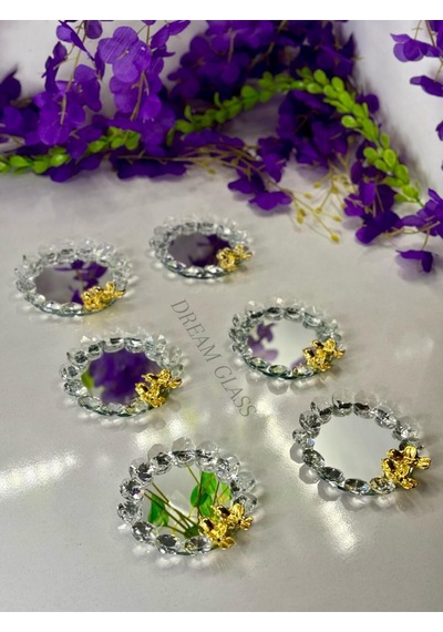 Dream Glass 6 Kişilik Kuş Detaylı Aynalı Lokumluk Gümüş