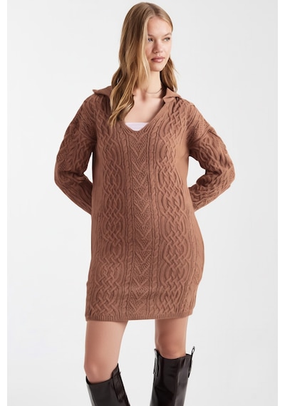 Armonika Kadın Camel V Yaka Triko Kazak Arm-26k136037