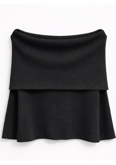 Hiccup Mıxray Oversize Fitilli Örme Bluz, Madonna Yakalı Siyah