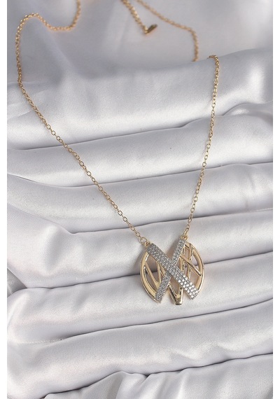 316l Çelik Gold Renk Zirkon Taşlı Vintage Model Kadın Kolye - Çok Renkli