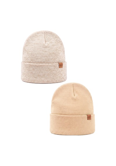 Sayzen Your Shine Unisex Basic Katlamalı 2'li Bere Set Stone-krem