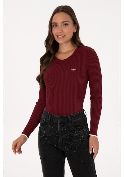 U.S. Polo Assn. Kadın Bordo Bisiklet Yaka Kazak 50314780-VR014