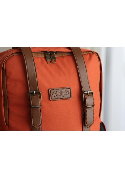 Nakışlı Sırt Çantası, 15l, Laptop Bölmeli, Suni Deri Detaylı, Kuş Desenli, Unisex
